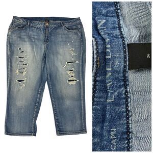 Lane Bryant Capri Jeans Womens Size 26 Blue Distressed Grunge Ripped Rock Summer